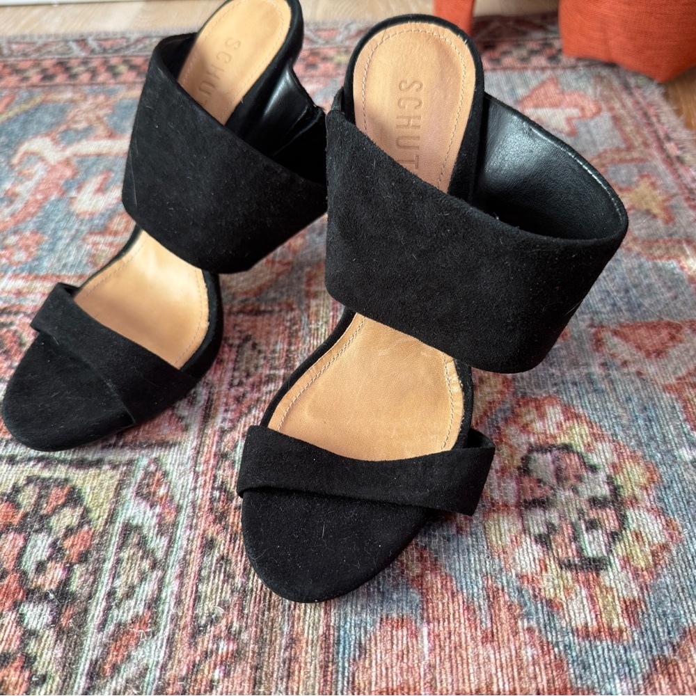 SCHUTZ Black Suede Mules